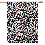 White And Rainbow Leopard Print House Flag