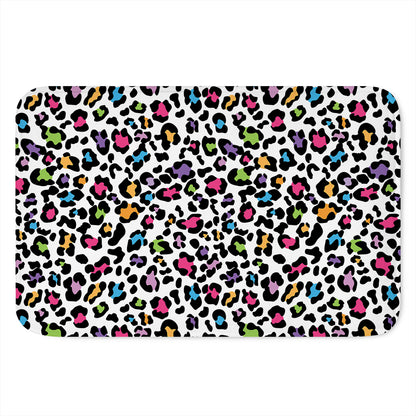 White And Rainbow Leopard Print Indoor Door Mat