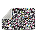 White And Rainbow Leopard Print Indoor Door Mat