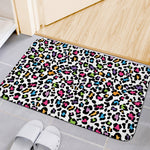White And Rainbow Leopard Print Indoor Door Mat