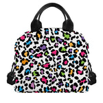 White And Rainbow Leopard Print Insulated Lunch Bag