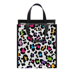 White And Rainbow Leopard Print Insulated Lunch Tote