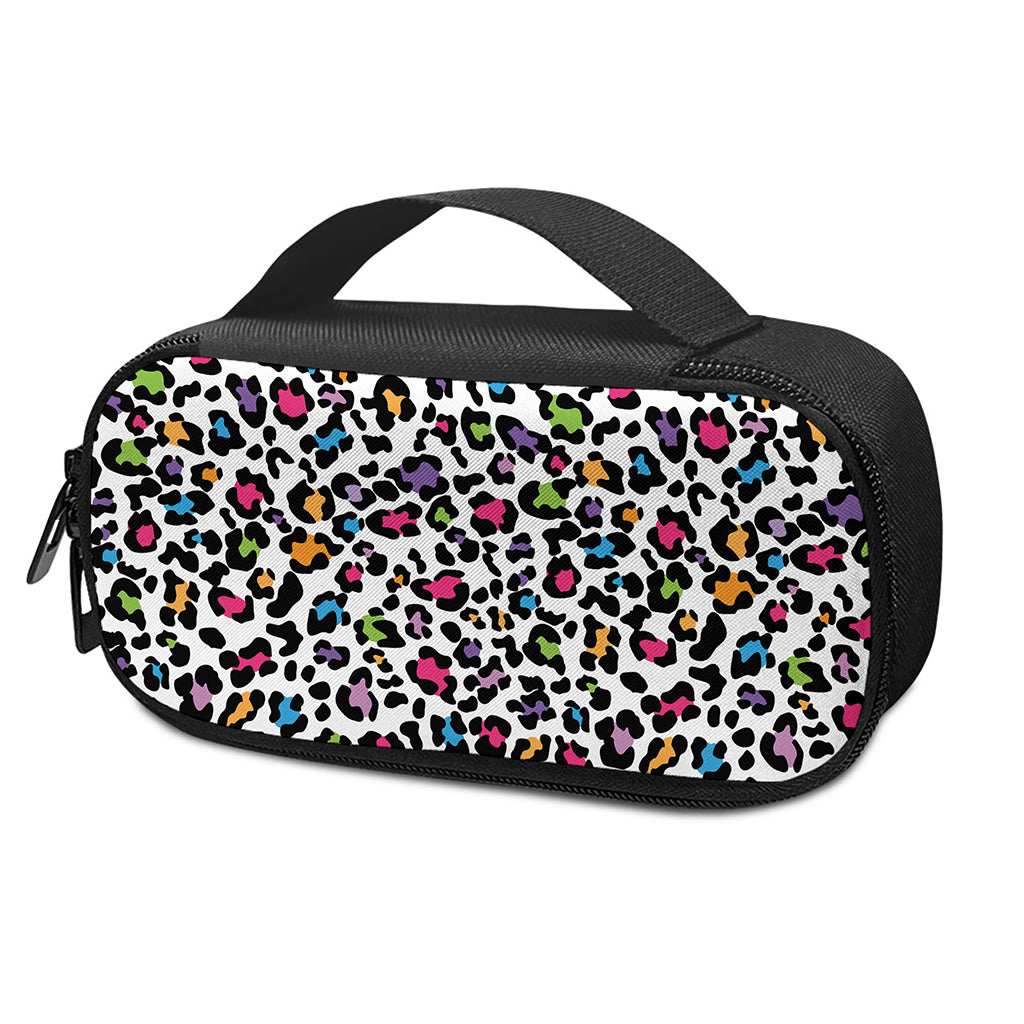 White And Rainbow Leopard Print Insulin Cooler Travel Case