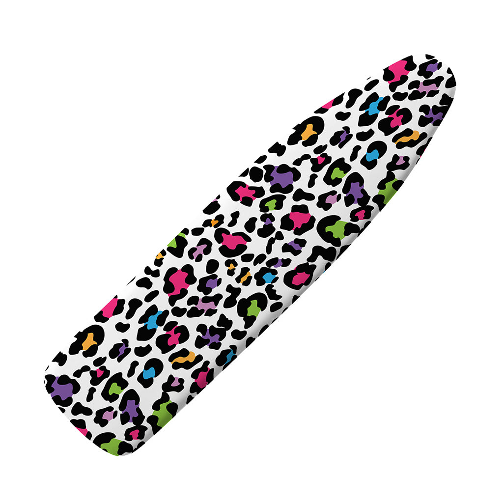 White And Rainbow Leopard Print Ironing Board Cover