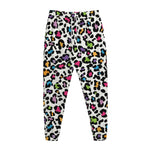 White And Rainbow Leopard Print Jogger Pants