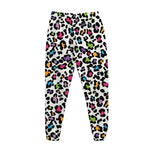 White And Rainbow Leopard Print Jogger Pants
