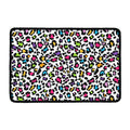 White And Rainbow Leopard Print Kitchen Mat