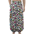 White And Rainbow Leopard Print Lantern Pants