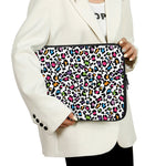 White And Rainbow Leopard Print Laptop Sleeve