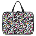White And Rainbow Leopard Print Laptop Sleeve With Handle
