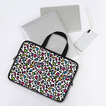 White And Rainbow Leopard Print Laptop Sleeve With Handle