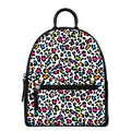 White And Rainbow Leopard Print Leather Backpack