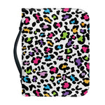 White And Rainbow Leopard Print Leather Bible Cover