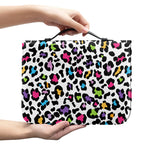 White And Rainbow Leopard Print Leather Bible Cover
