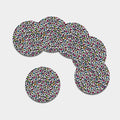 White And Rainbow Leopard Print Leather Coaster Set