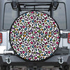 White And Rainbow Leopard Print Leather Spare Tire Cover