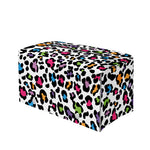 White And Rainbow Leopard Print Leather Tissue Box Cover