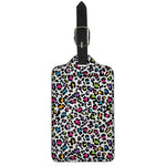 White And Rainbow Leopard Print Luggage Tag