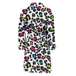 White And Rainbow Leopard Print Men's Bathrobe
