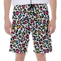 White And Rainbow Leopard Print Men's Beach Shorts