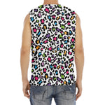 White And Rainbow Leopard Print Men's Fitness Tank Top