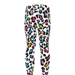 White And Rainbow Leopard Print Men's leggings