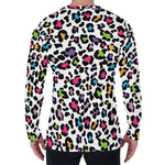 White And Rainbow Leopard Print Men's Long Sleeve T-Shirt