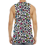 White And Rainbow Leopard Print Men's Muscle Tank Top
