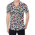 White And Rainbow Leopard Print Men's Shirt