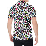 White And Rainbow Leopard Print Men's Shirt