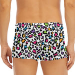 White And Rainbow Leopard Print Men's Short Boxer Briefs