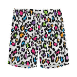 White And Rainbow Leopard Print Men's Sports Shorts