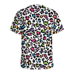 White And Rainbow Leopard Print Men's Sports T-Shirt