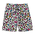 White And Rainbow Leopard Print Men's Swim Trunks