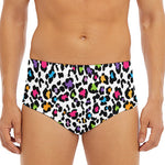 White And Rainbow Leopard Print Men's Triangle Swim Briefs