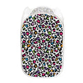 White And Rainbow Leopard Print Mesh Laundry Hamper