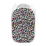 White And Rainbow Leopard Print Mesh Laundry Hamper