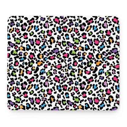 White And Rainbow Leopard Print Mouse Pad