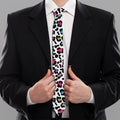 White And Rainbow Leopard Print Necktie