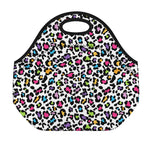 White And Rainbow Leopard Print Neoprene Lunch Bag