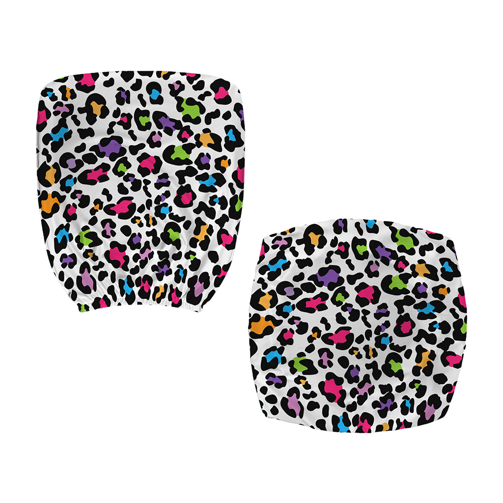 White And Rainbow Leopard Print Office Chair Cover