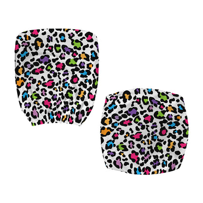 White And Rainbow Leopard Print Office Chair Cover