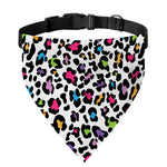 White And Rainbow Leopard Print Over The Collar Dog Bandana