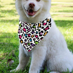 White And Rainbow Leopard Print Over The Collar Dog Bandana