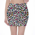 White And Rainbow Leopard Print Pencil Mini Skirt