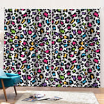 White And Rainbow Leopard Print Pencil Pleat Curtains