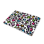 White And Rainbow Leopard Print Pet Cooling Mat Cover
