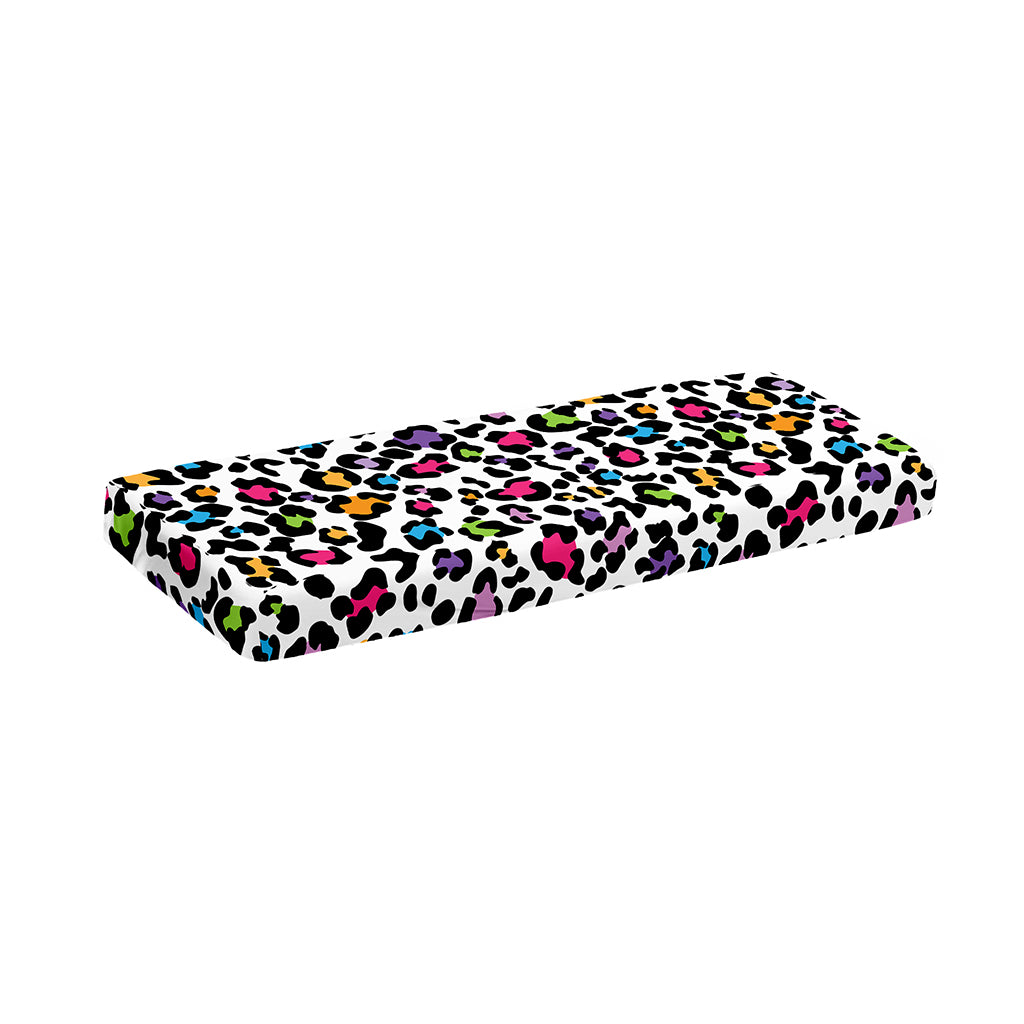 White And Rainbow Leopard Print Piano Keyboard Cover