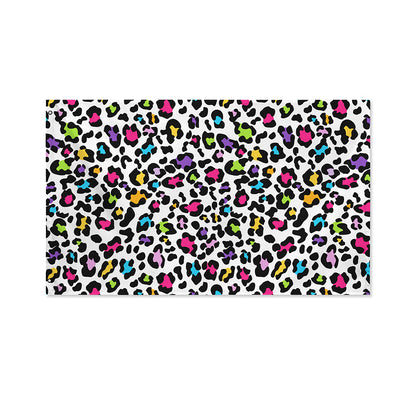 White And Rainbow Leopard Print Polyester Flag