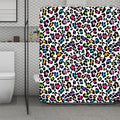 White And Rainbow Leopard Print Polyester Shower Curtain